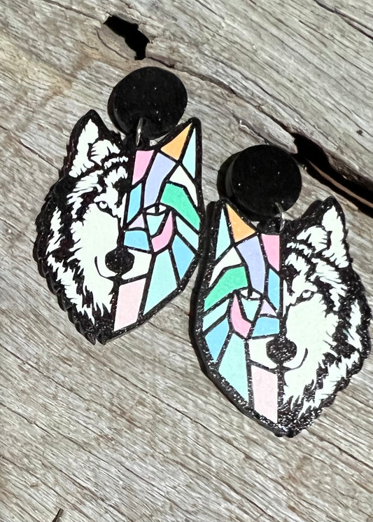 Kaleidoscope Wolf Earrings