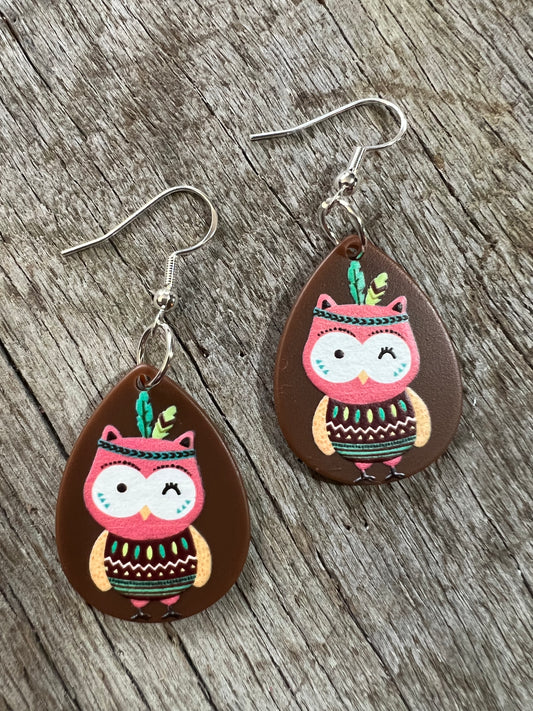 Cute Petite Boho Owls Earrings