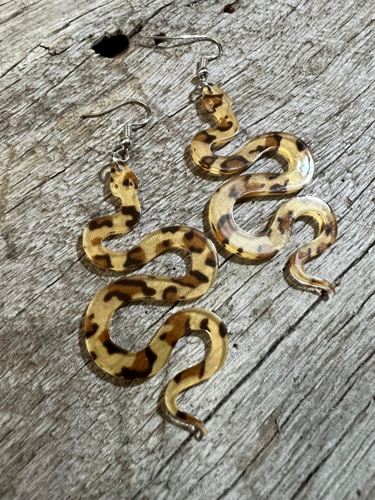 Leopard Print Snake Earrings