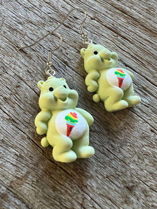 Soft Green Bear Earrings