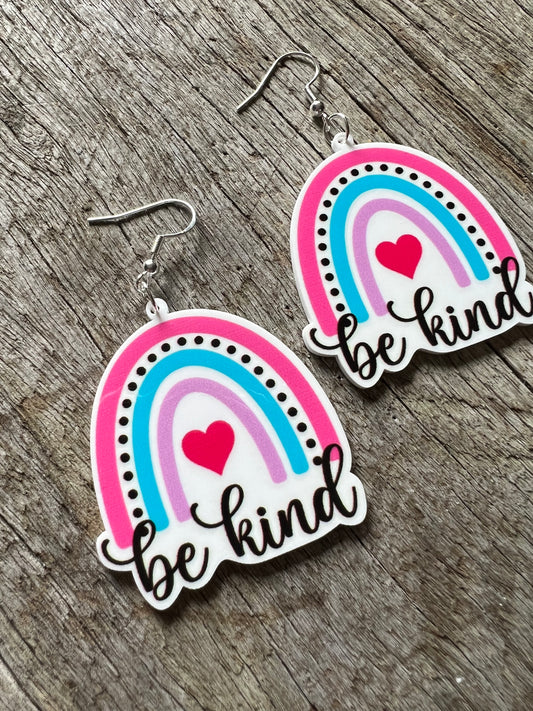 Be Kind Pink Arch Resin Earrings