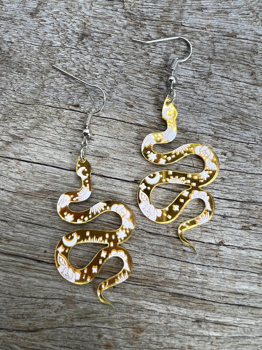 Mirror Gold Snake Earrings