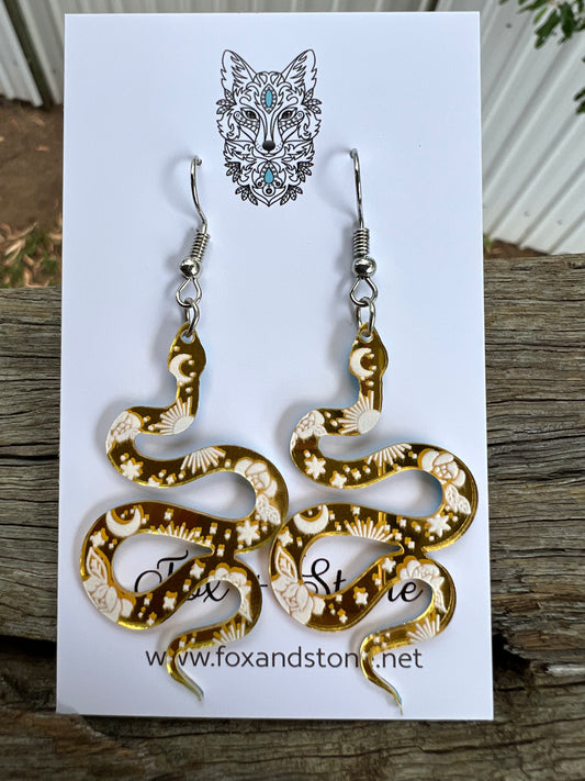 Mirror Gold Snake Earrings