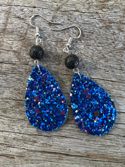 Blue Shimmer Lava Earrings