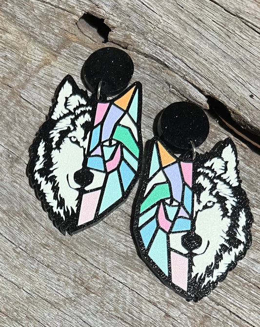 Kaleidoscope Wolf Earrings