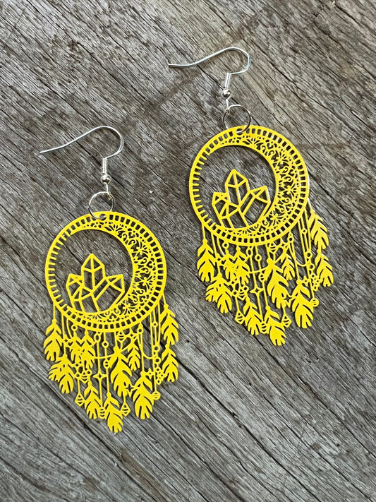 Yellow Dream Catcher Crystal Filigree