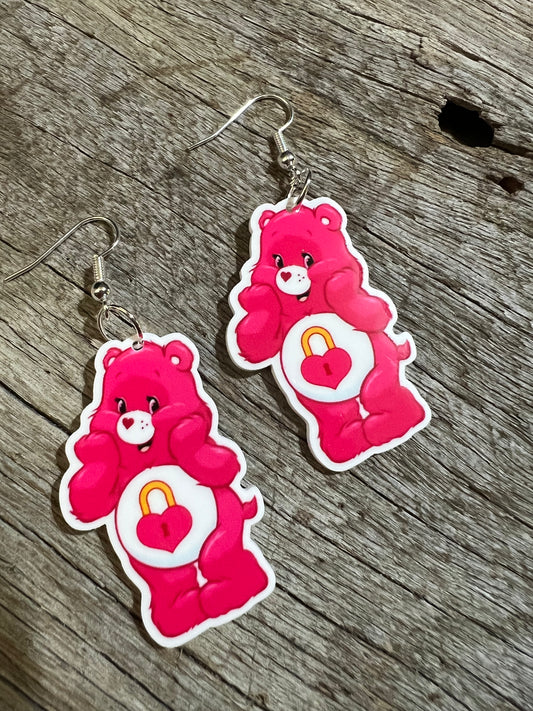 Locked Heart Bear Plannar Earrings