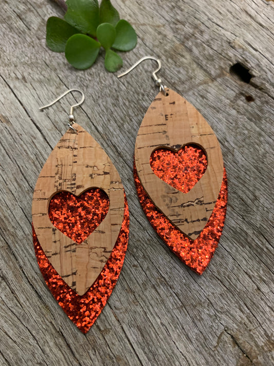 Copper Sequin Heart Earrings