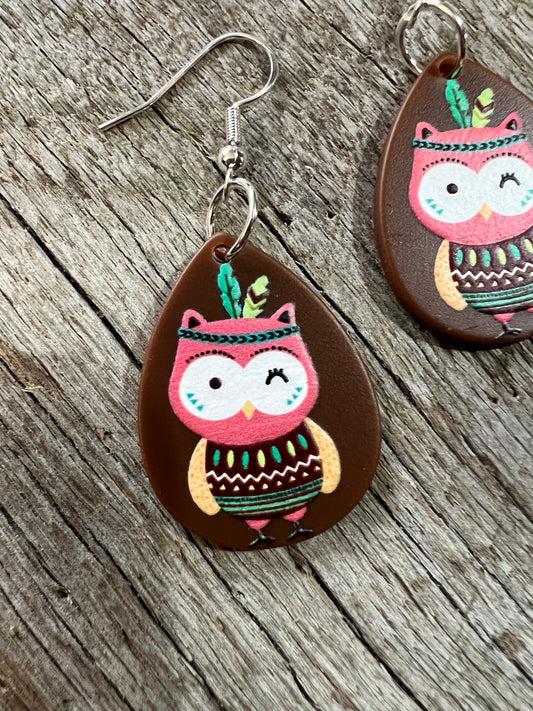 Cute Petite Boho Owls Earrings
