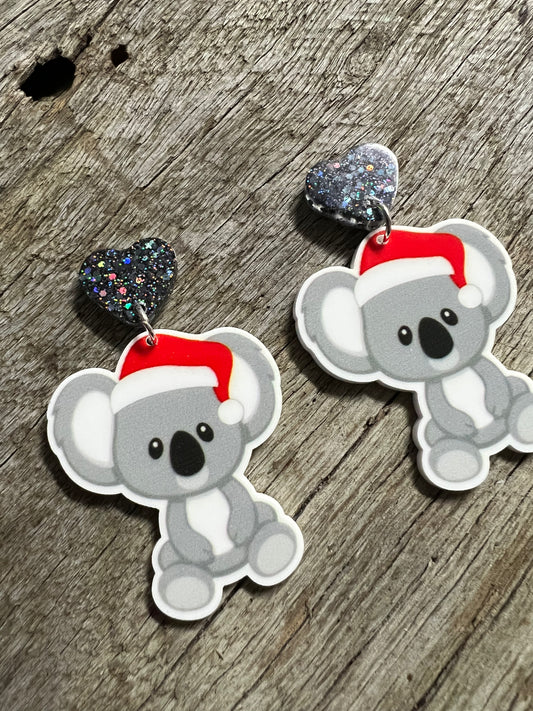 Cute Christmas Koala Dangle Earrings