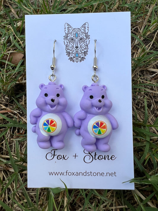 Pretty Lilac Bear Earrings
