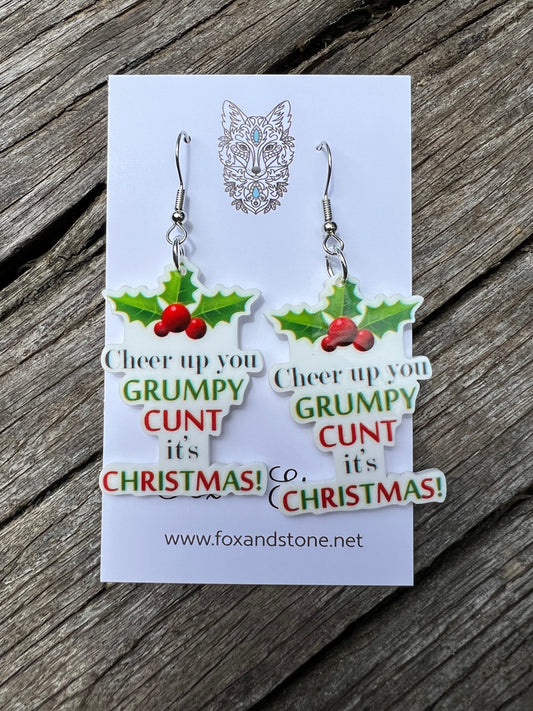 Christmas Cu#t Word Earrings 😊