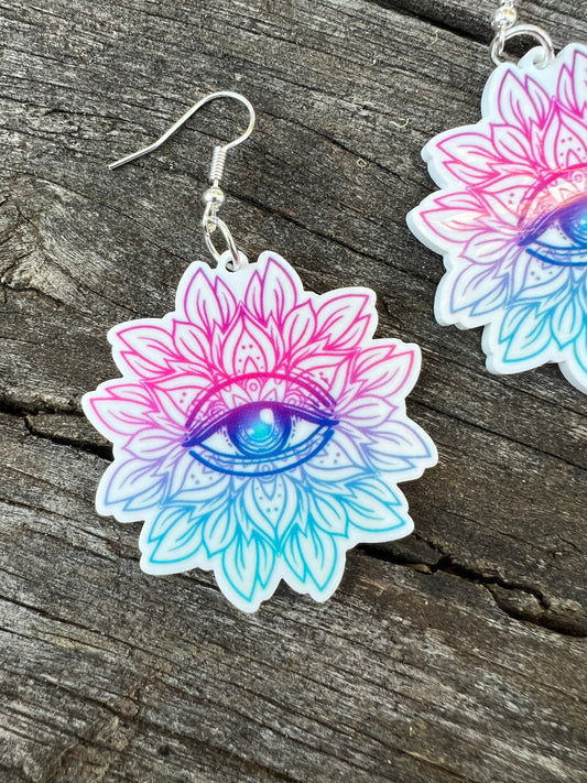 Stunning Ombre Lotus Eye Earrings