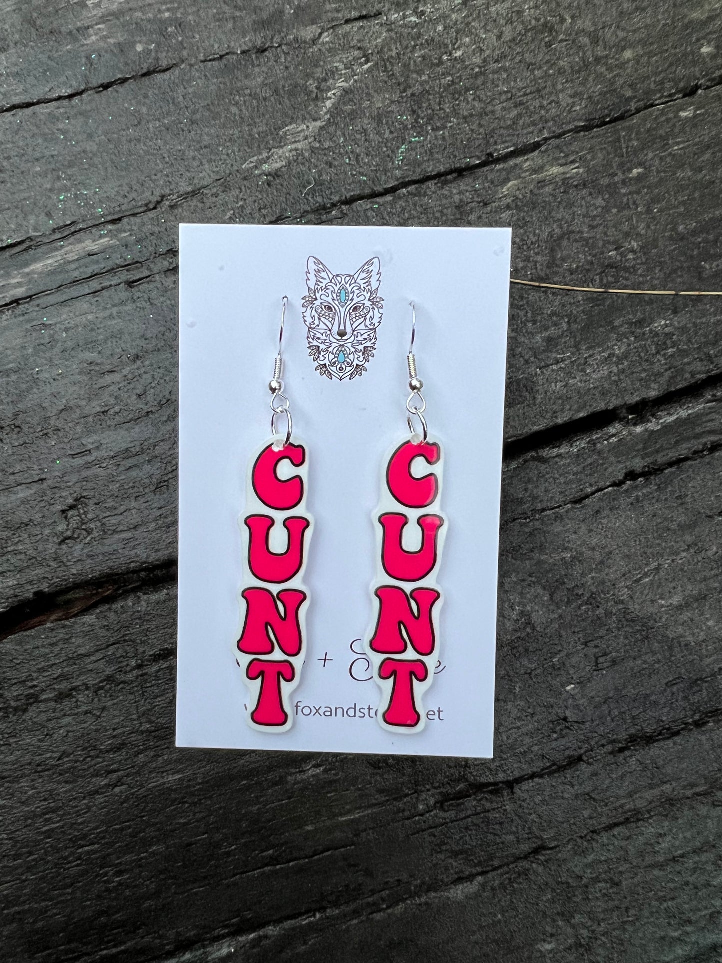 Pink Swear Word Resin Earrings