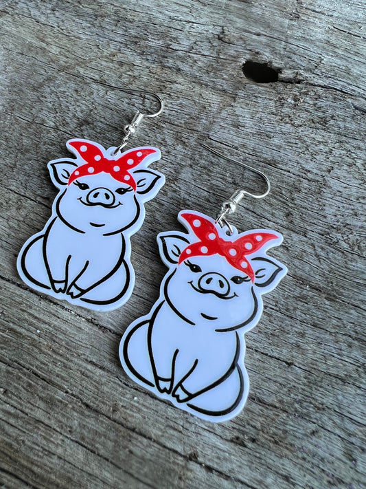 Pretty Piggy Bandana Earrings