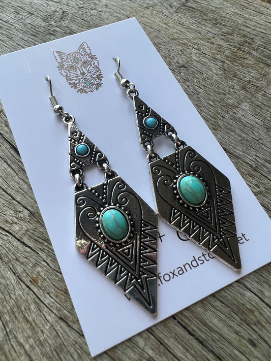 Lush Silver Turquoise Metal Dangles
