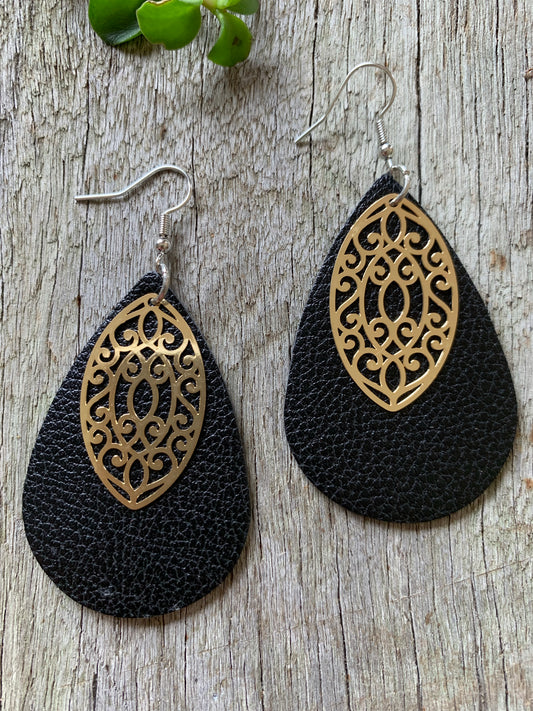 Black and Gold Bridget Earrings